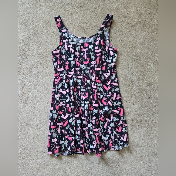 Retrolicious Pink Cat Print Skater Dress Size 1X - Picture 5 of 10